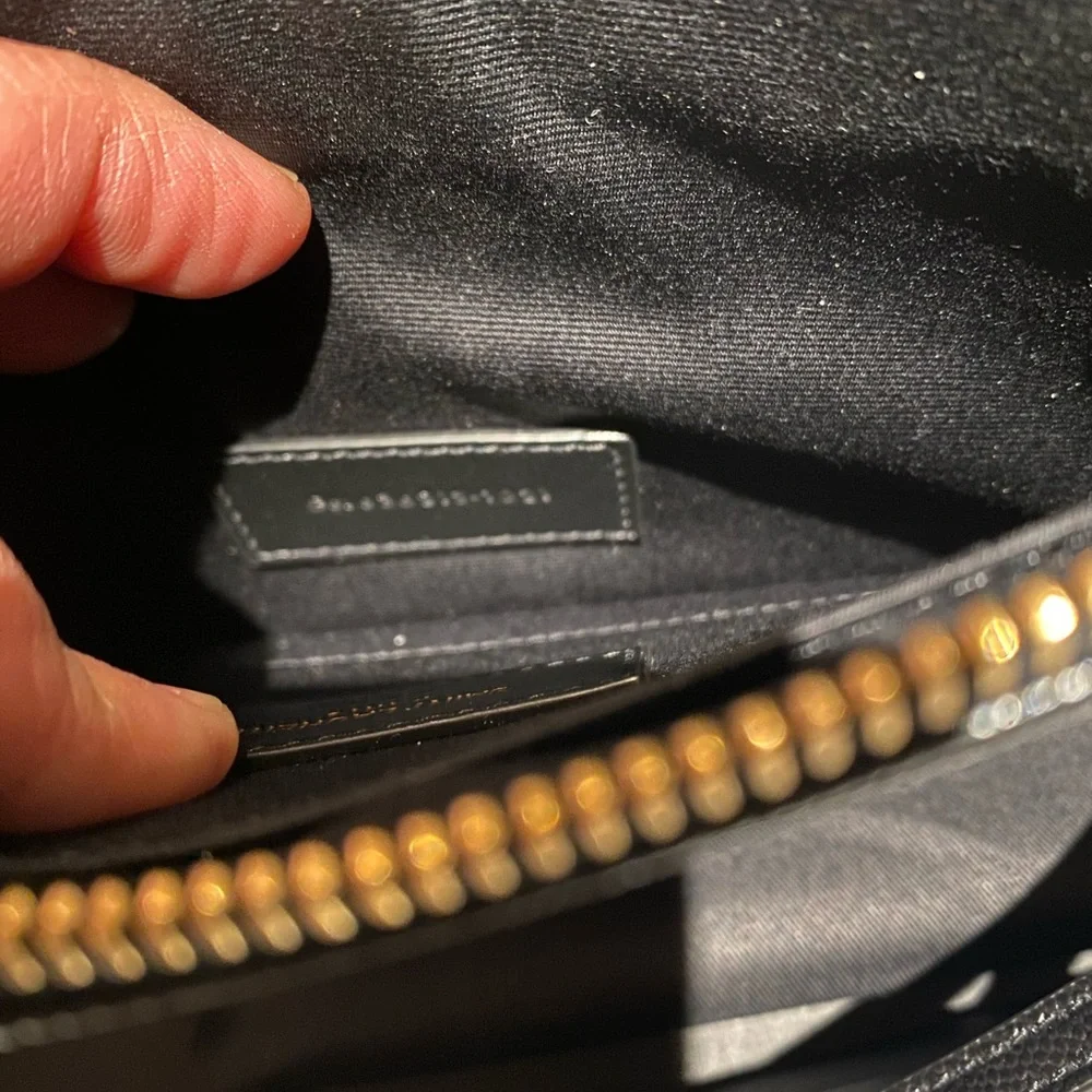 Yves Saint Laurent Black Quilted Leather Wristlet with Gold YSL Logo - Picture 5 of 8